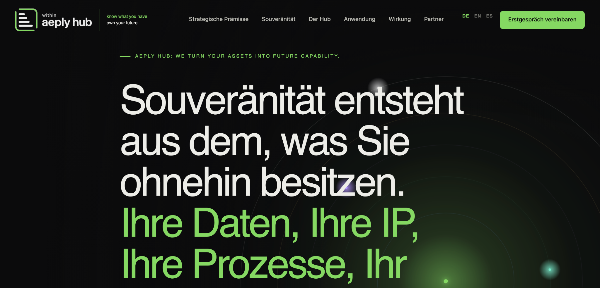 Screenshot der Startseite von aeply-hub.de ohne Bearbeitungsleiste